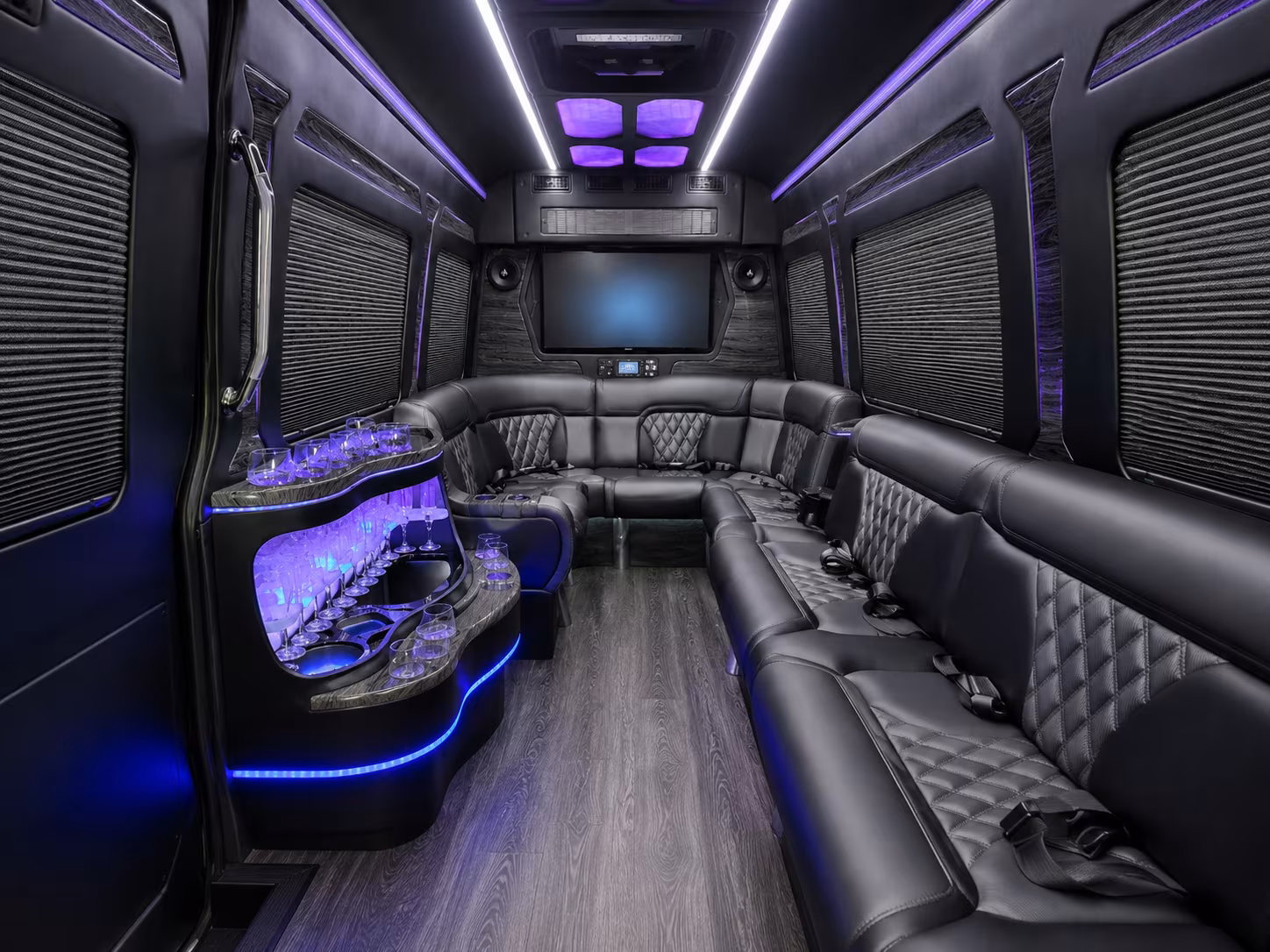 tracy 40 passenger party bus inside